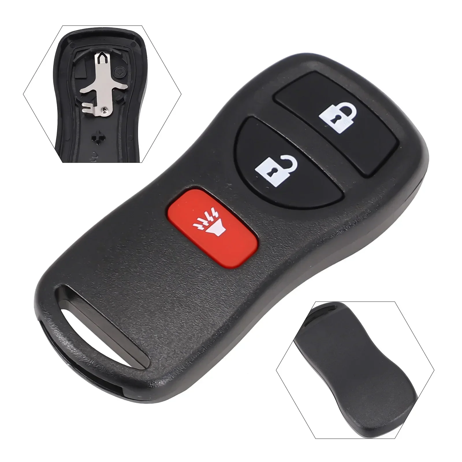 For Nissan Tiida Murano X Trail Pathfinder 3-button Car Key Shell Remote Control Key-Fob ABS Cover Black Direct Replacement