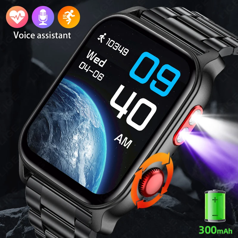 

LIGE Voice Call Smartwatch 1.83inch Screen Custom Dial IP68 Waterproof Health Monitor Sports Bluetooth Smart Watch for Men Women