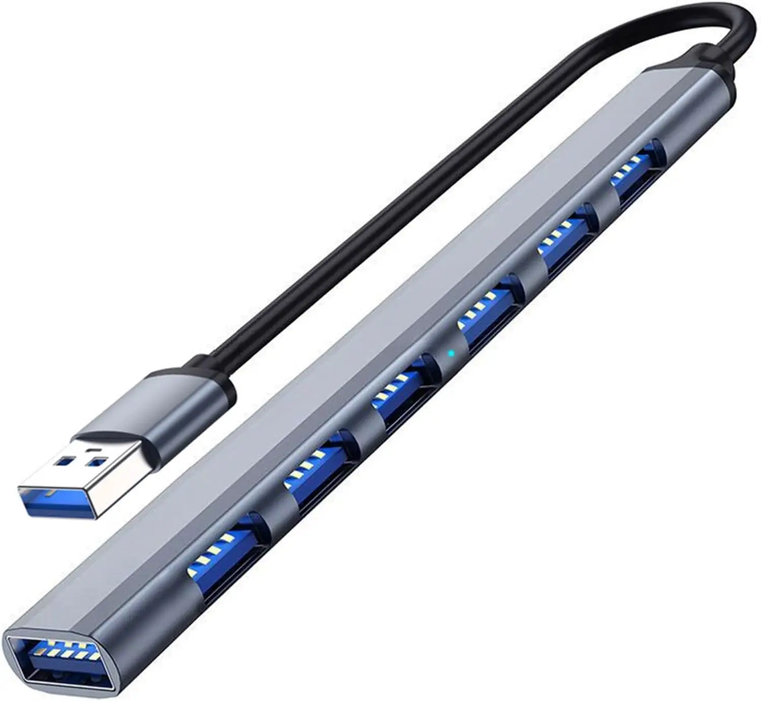 10PCS Efficient USB 3.0 Hub With 7 Ports, Aluminum USB 3.0 Hub USB Splitter Extender, Suitable For Laptops, PCs, MacBooks, And M