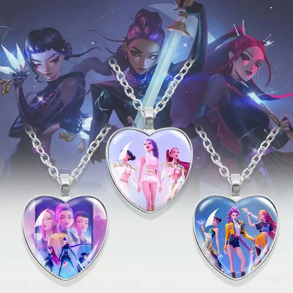 KPop Demon Hunters Collar de corazón - Rumi Zoey Mira Anime Película Joyería de aleación Colgante para regalos de seguidores