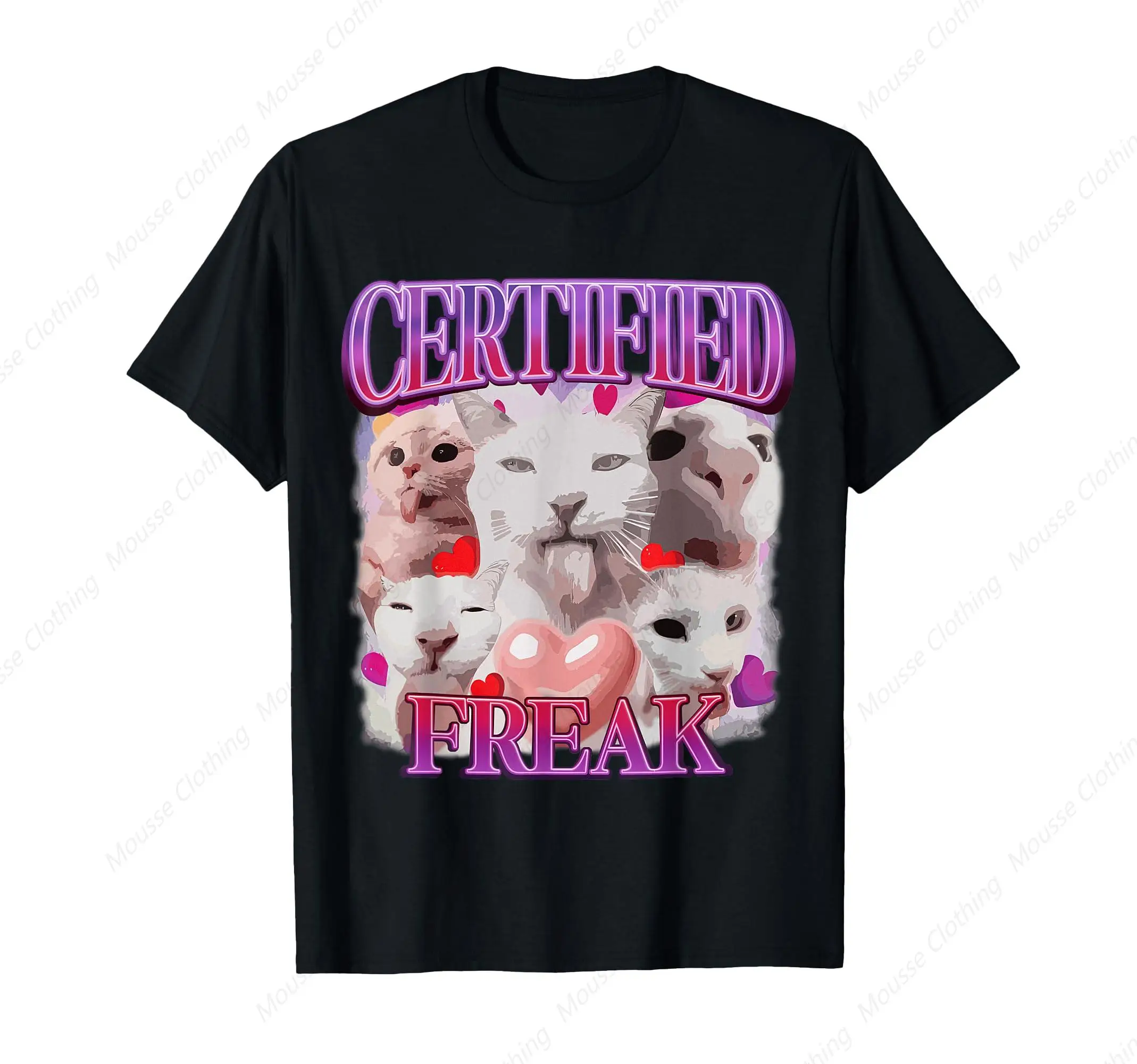 Cat Meme Certified Freak Eat Cement Cursed Cat Funny T-Shirt