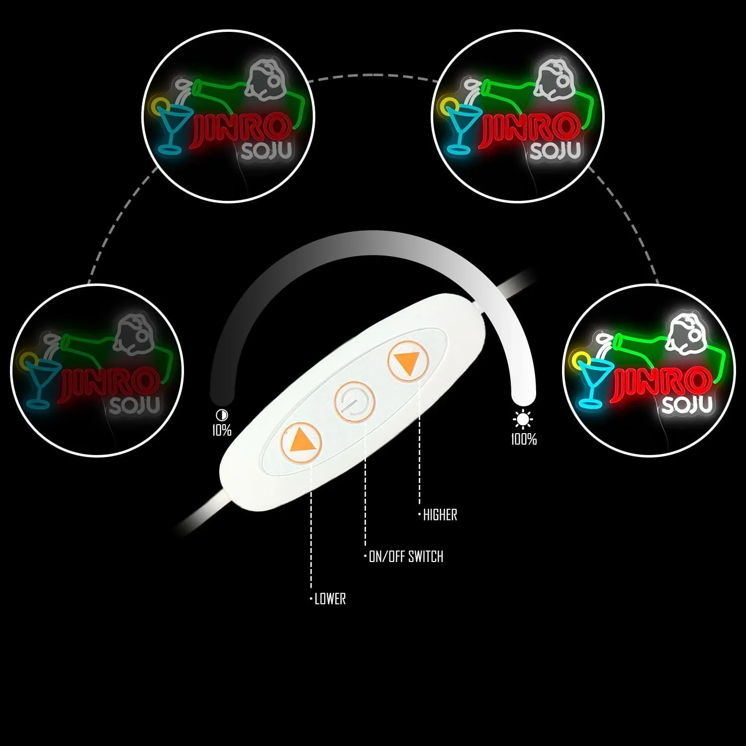 Jinro Soju Neon Sign USB LED Neon Light Dimmable for Korean Bar Pub Restaurant Soju Shop Nightclub Home Bar Man Cave Wall Decor