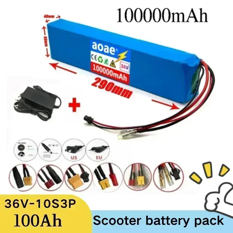 

10S3P 100Ah 18650 Rechargeable Lithium Battery Pack 36V Power Modified Bicycle Scooter Electric Vehicle with BMS+charger