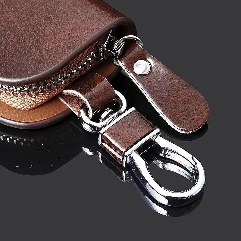 Leather Car Key Case Wood Grain Car Key Cover Key Wallet for Mercedes Benz New B/C/E Class A Class C200L GLC GLK New CLA GLA