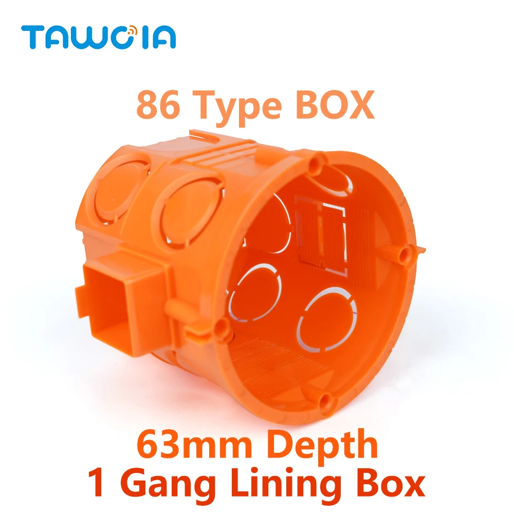 TAWOIA Fireproof PC 1Gang Dry Lining Box For Gypsum Board/Drywall/Plasterboad 63mm Depth 86 Type Wall Switch BOX Socket Cassette