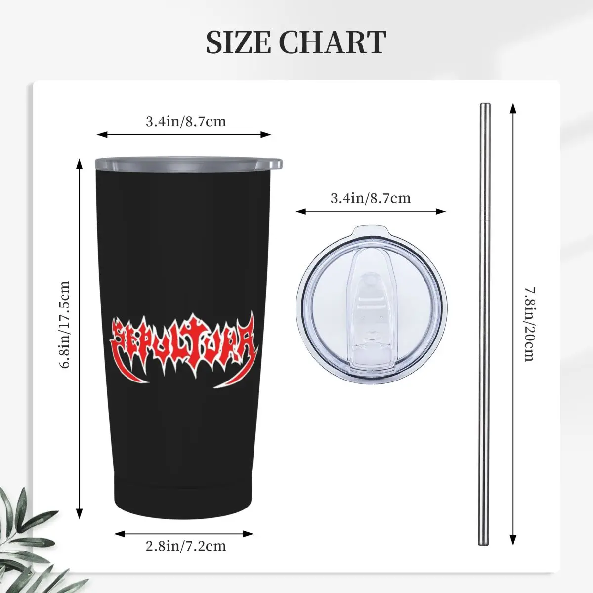 Sepultura Slayer Death Metal Stainless Steel Tumbler Vacuum Insulated Mugs Thermal Cold Bottle Straws With Lid 20oz