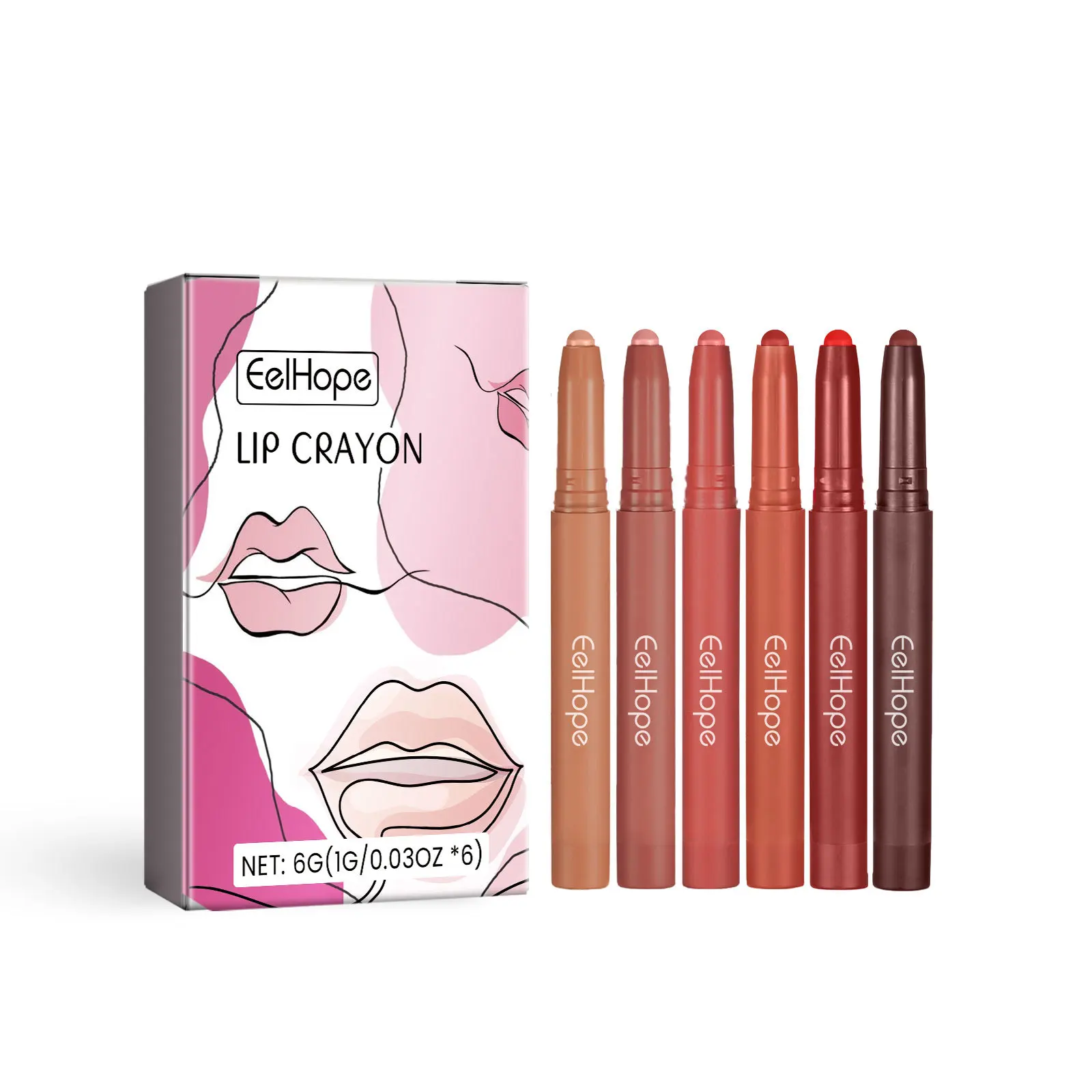 6 colori Velluto Lip Liner Tazza antiaderente a lunga durata Idratante Sexy Contouring Tinta Liscio Impermeabile Naturale Opaco Lip Care