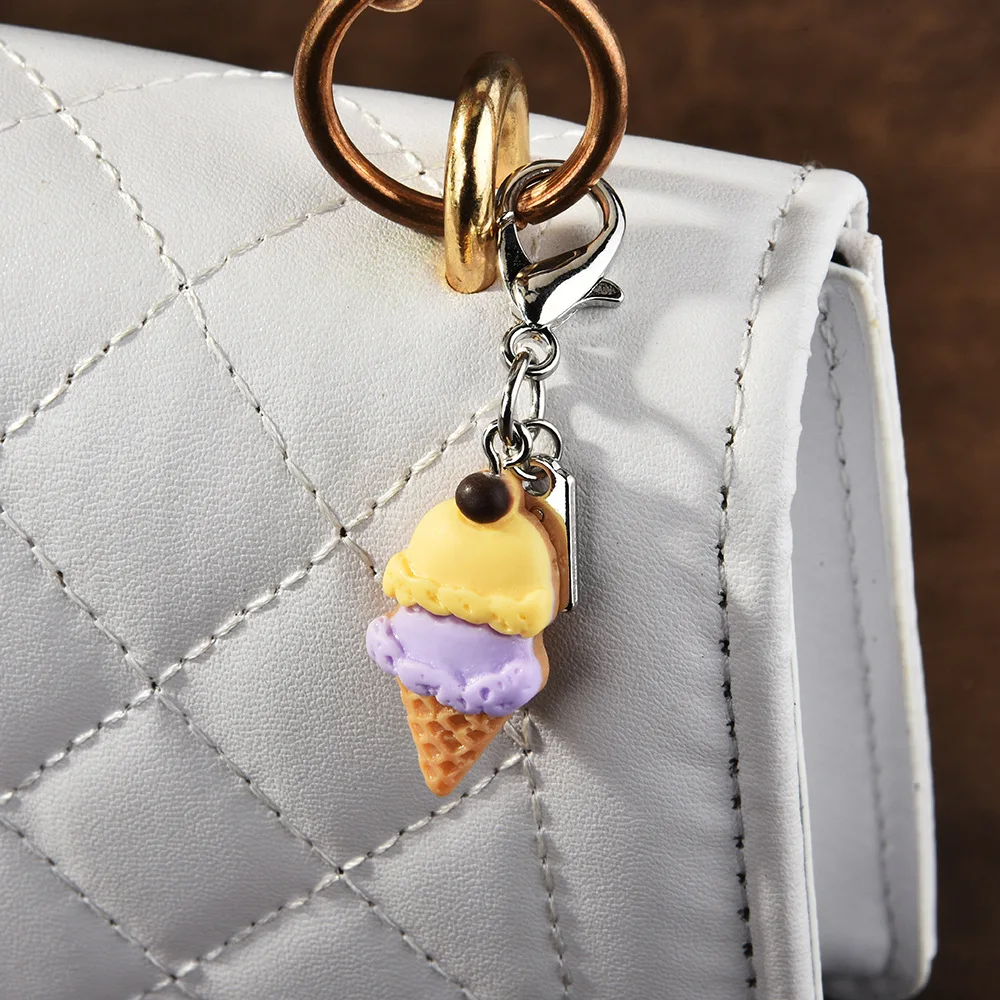 Ice Cream Popsicle Cute Keychain Simulation Resin Personalized Key Ring Bag Charm DIY Accessories Car Keychain Jewelry Girl Gift