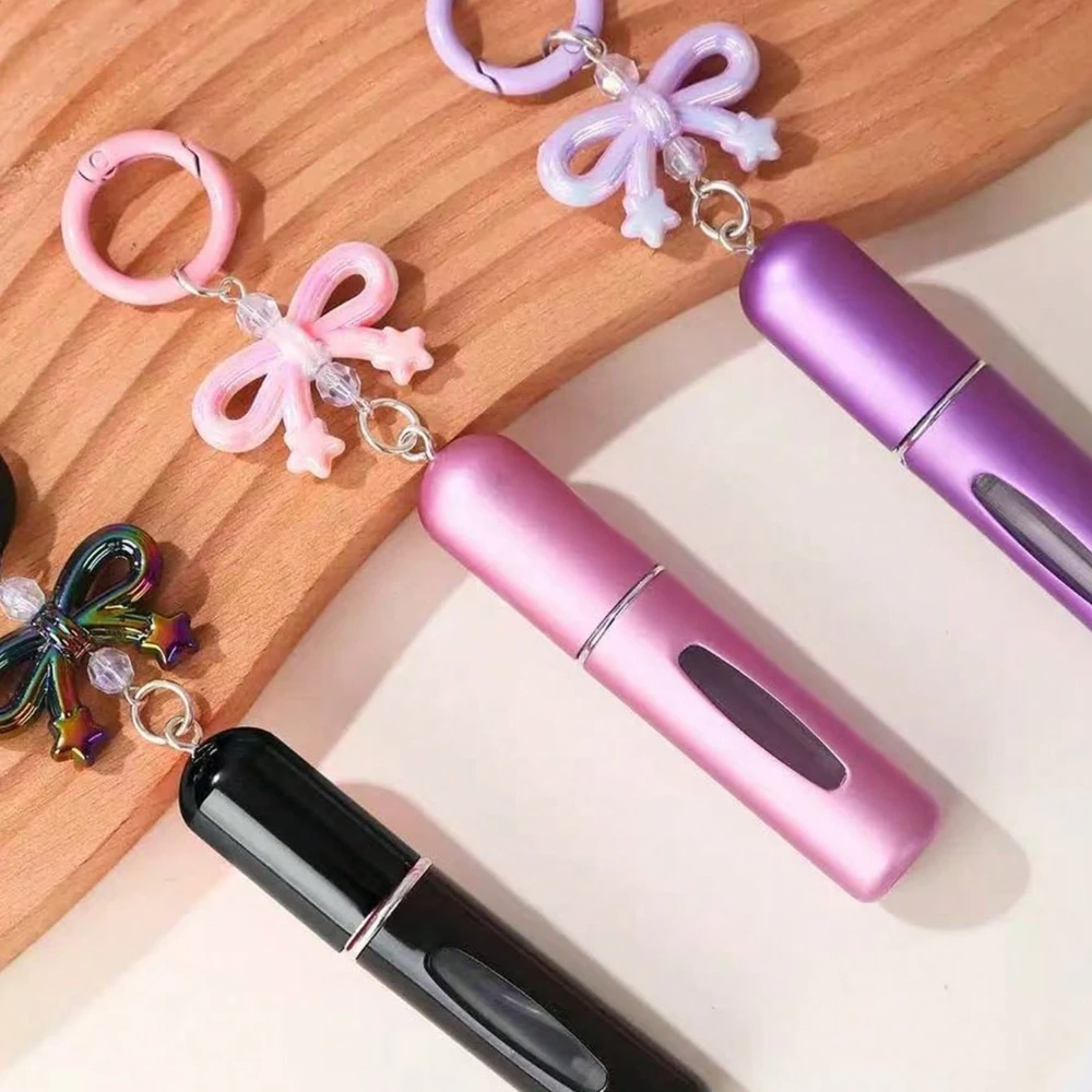 1PC Bow Bottle, Bag Hanging Keychain 5ml Travel Portable Bottom Perfume Filling Spray Bottle, Reusable Perfume Distribution Tool