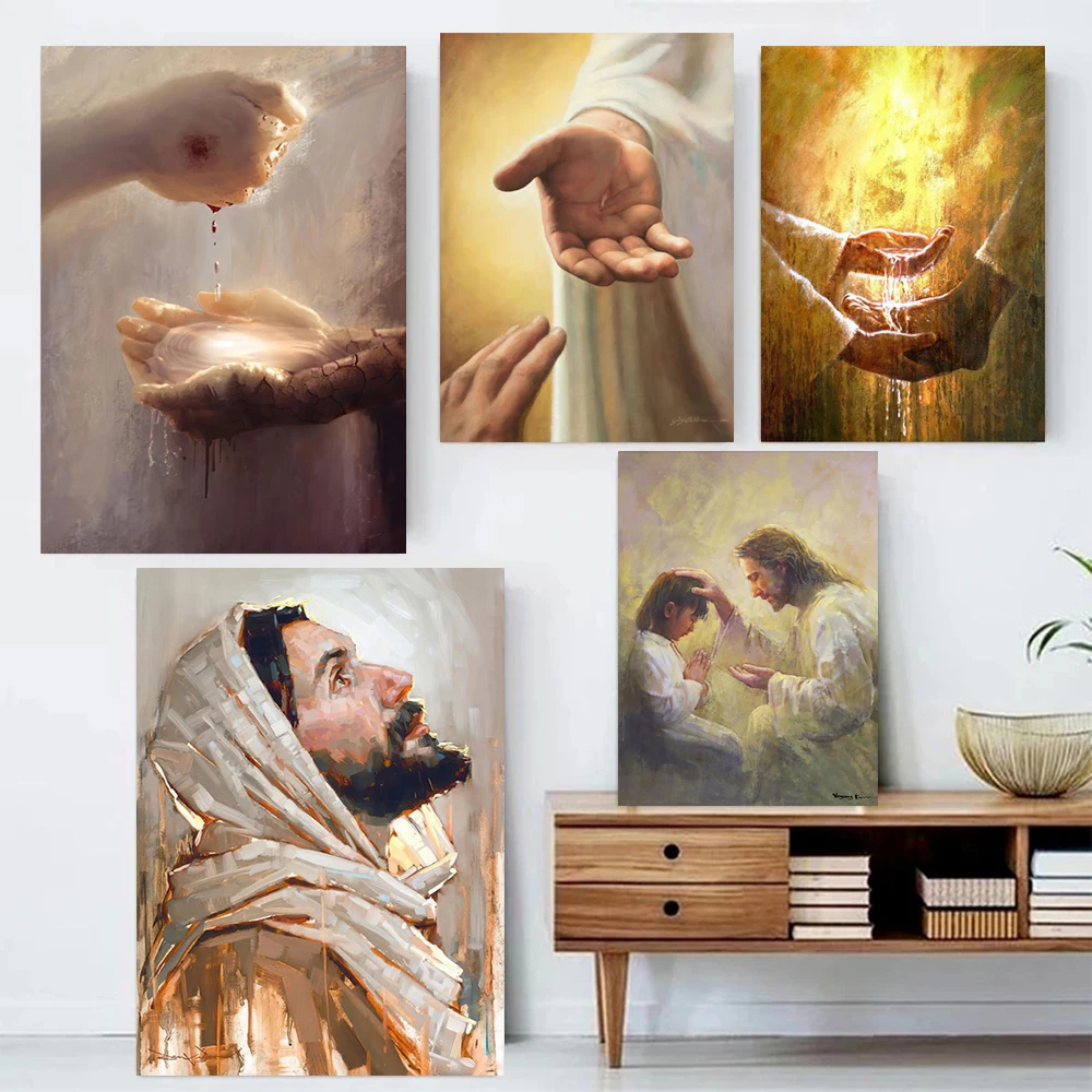 

Hand of God Posters and Prints Holy Light Leader Christ Jesus Canvas Painting Nordic Wall Art Picture for Living Room Home Decor