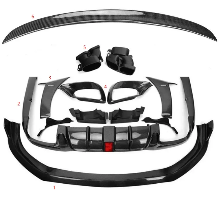 

Комплекты кузова из углеродного волокна для Mercedes Benz S class W222 S63 LCI 2017-2020, передний диффузор, спойлер, противотуманная крышка, отделка крыла