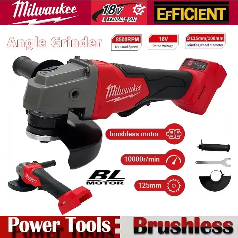 

Milwaukee 125mm Brushless Angle Grinder Polishing Cutting Machine No-Lock Paddle Switch Electric Cordless Power Tools