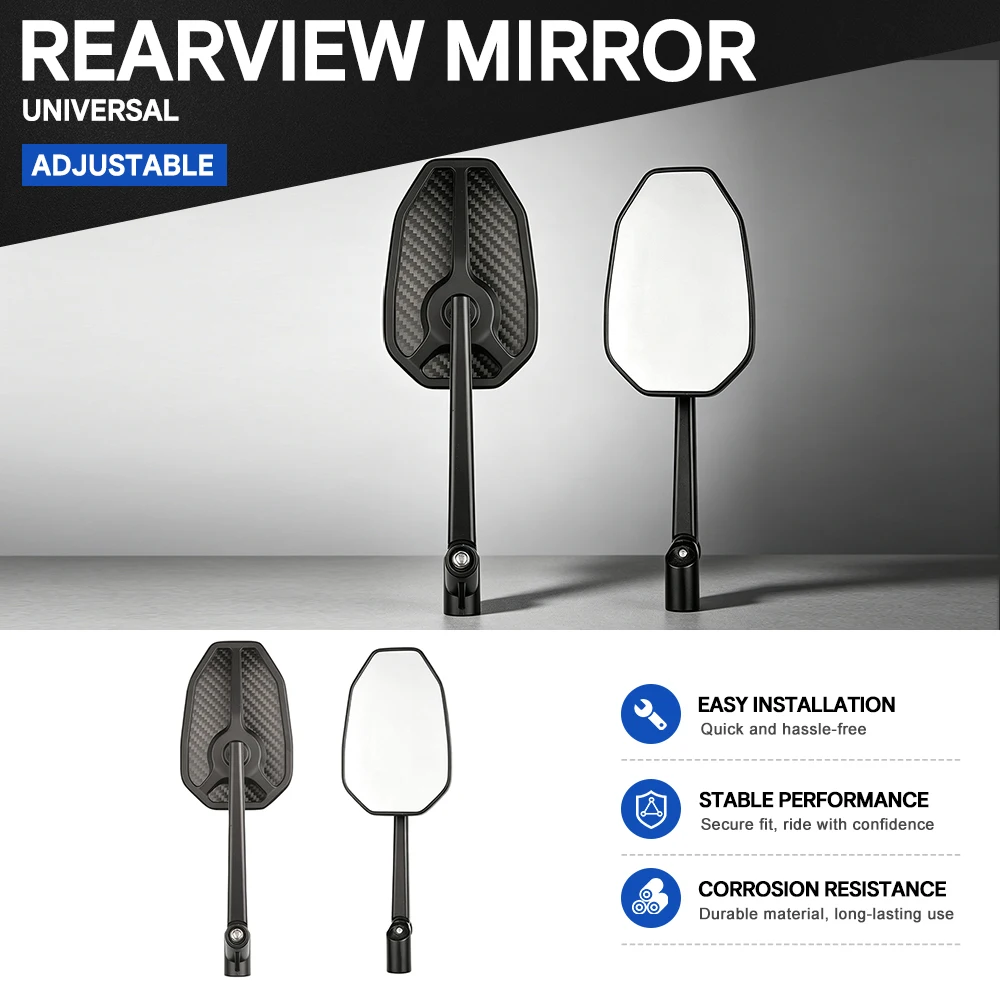 Carbon fiber motorcycle side mirror, 8/10mm universal type, suitable for Suzuki GSR 600 750, Yamaha XSR MT 07 09 FZ8.