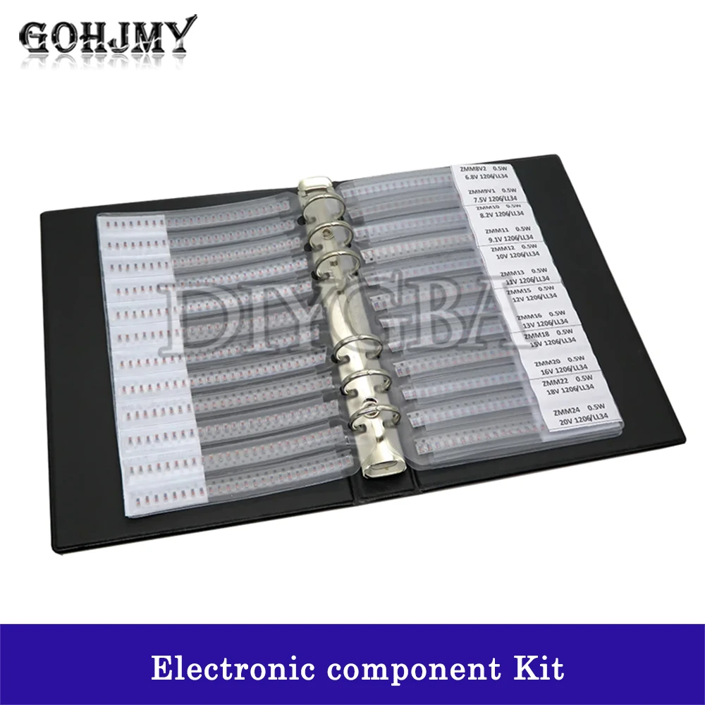 27 Values 675/1350PCS LL34 SMD Zener Diode Book 1/2W 2.4v ~ 30v Package Assorted Kit 0.5W Sample Book commonly Sample Kit GOHJMY