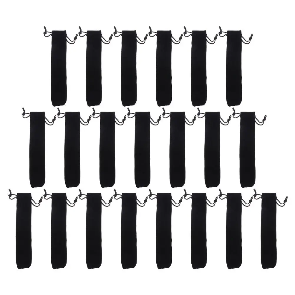 

100 шт. бархатных мешочков на шнурке для ручек, черные портативные пеналы, маленькие органайзеры на шнурке для ручек, практичные офисные принадлежности