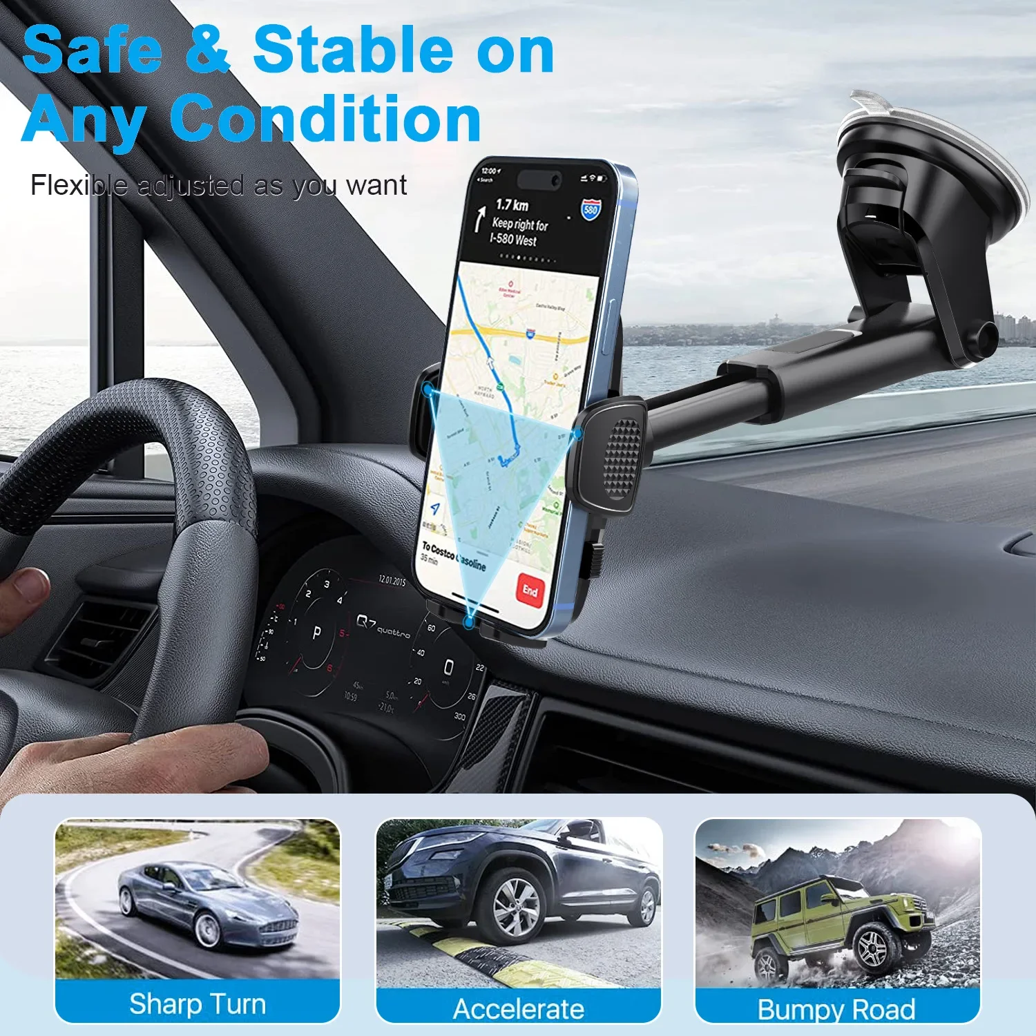 ZLRLMHY 360 องศา Retractable หมุนผู้ถือโทรศัพท์ในรถยนต์,กระจกดูดถ้วยผู้ถือ, ใช้งานร่วมกับโทรศัพท์ส่วนใหญ่