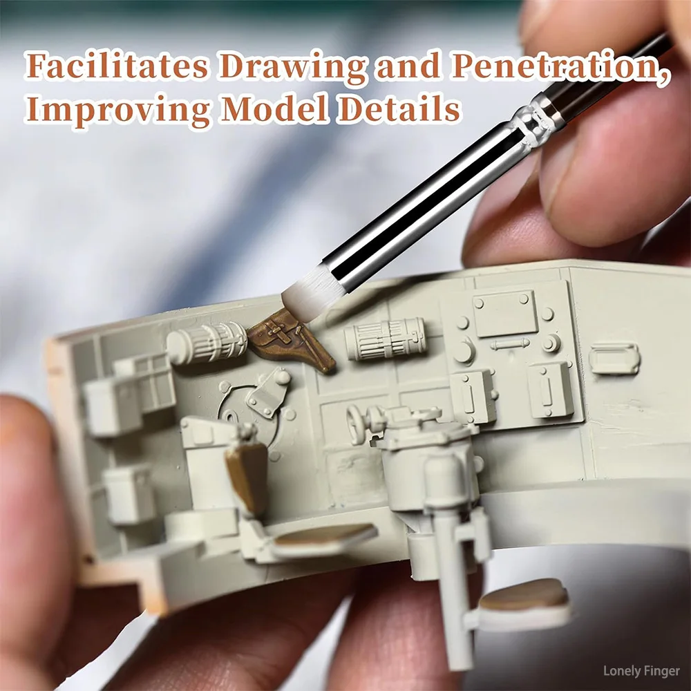 مجموعة فرش جفاف، مجموعة فرش طلاء تفاصيل هواية مكونة من 3/6/10 قطع للرسم الفني من السيراميك نموذج زيت ألوان مائية مصغر #4