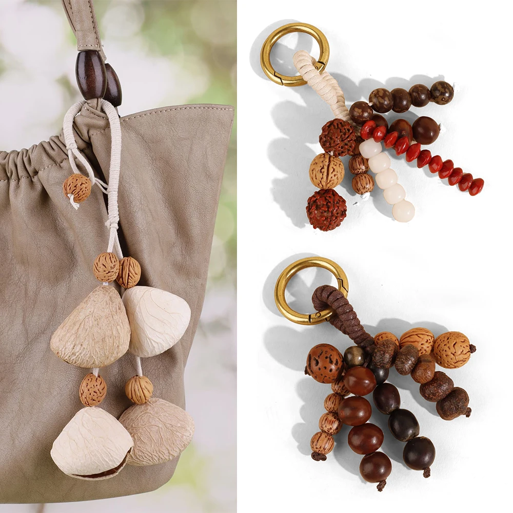 Wooden Tassel Bag Charm for Women Bag Fashion Woven Keychain High-end Exquisite Workmanship Bag Decoration Bag Accessories
