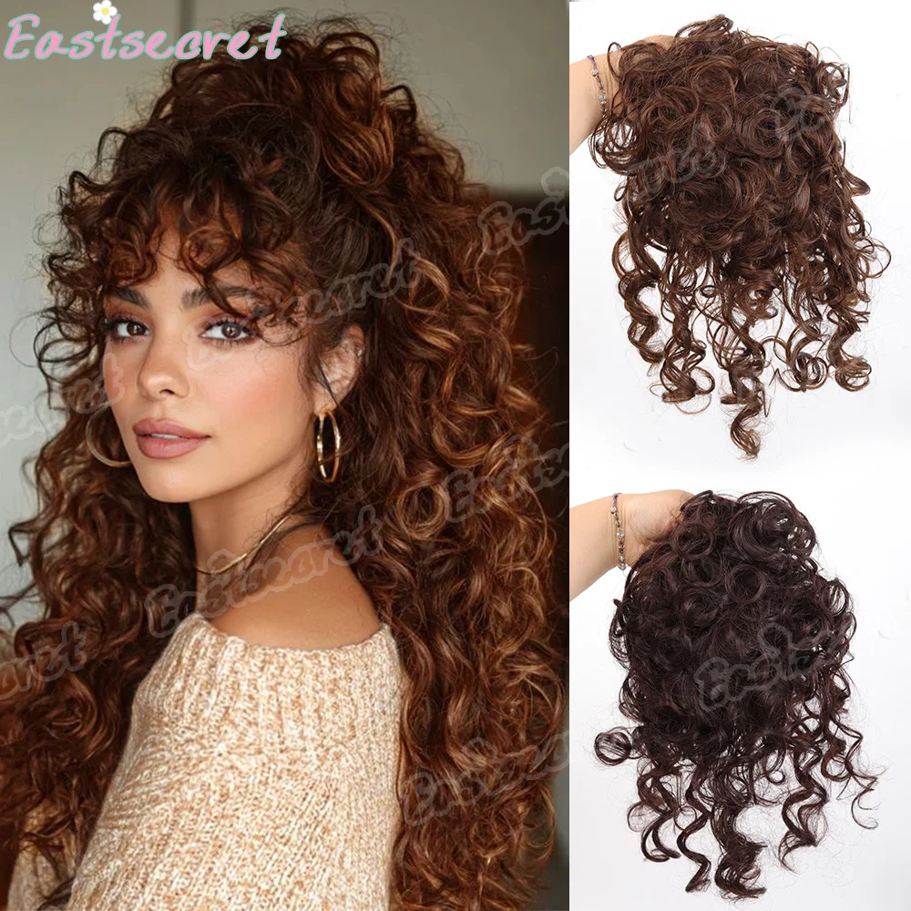 

Synthetic Wig top replacement block for women Short curly hair with no trace to cover white hair Fluffy corn beard Wool roll