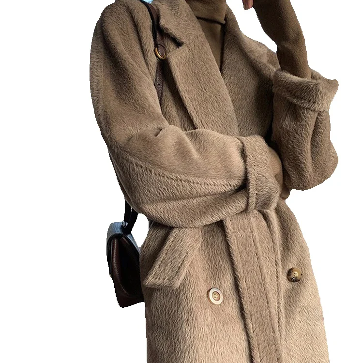 Suli Cashmere Coat Women's Extended Fanmon New Thickened Camel Fleece Coat