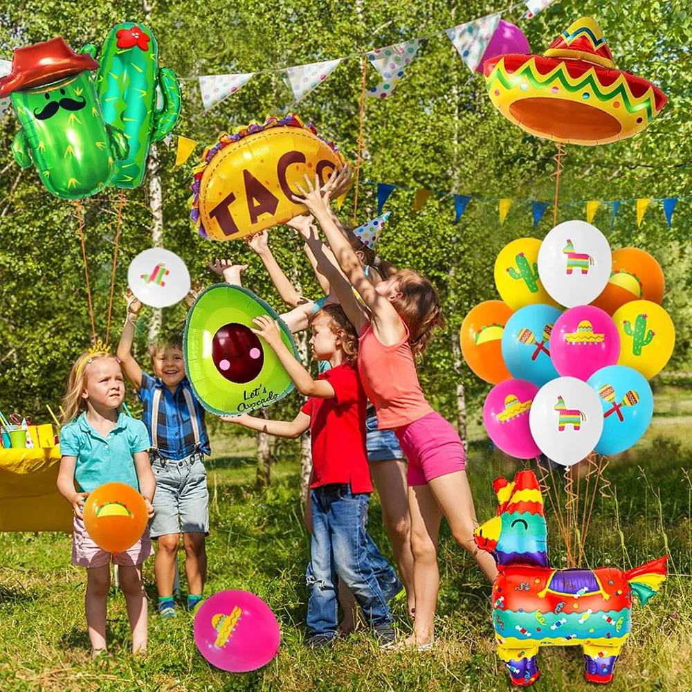 Carnival Party Decoration - Set of 42 Carnival Balloons, Cactus Balloons, Mexican Party Decoration Tower Party Decoration, Carnival Decoration