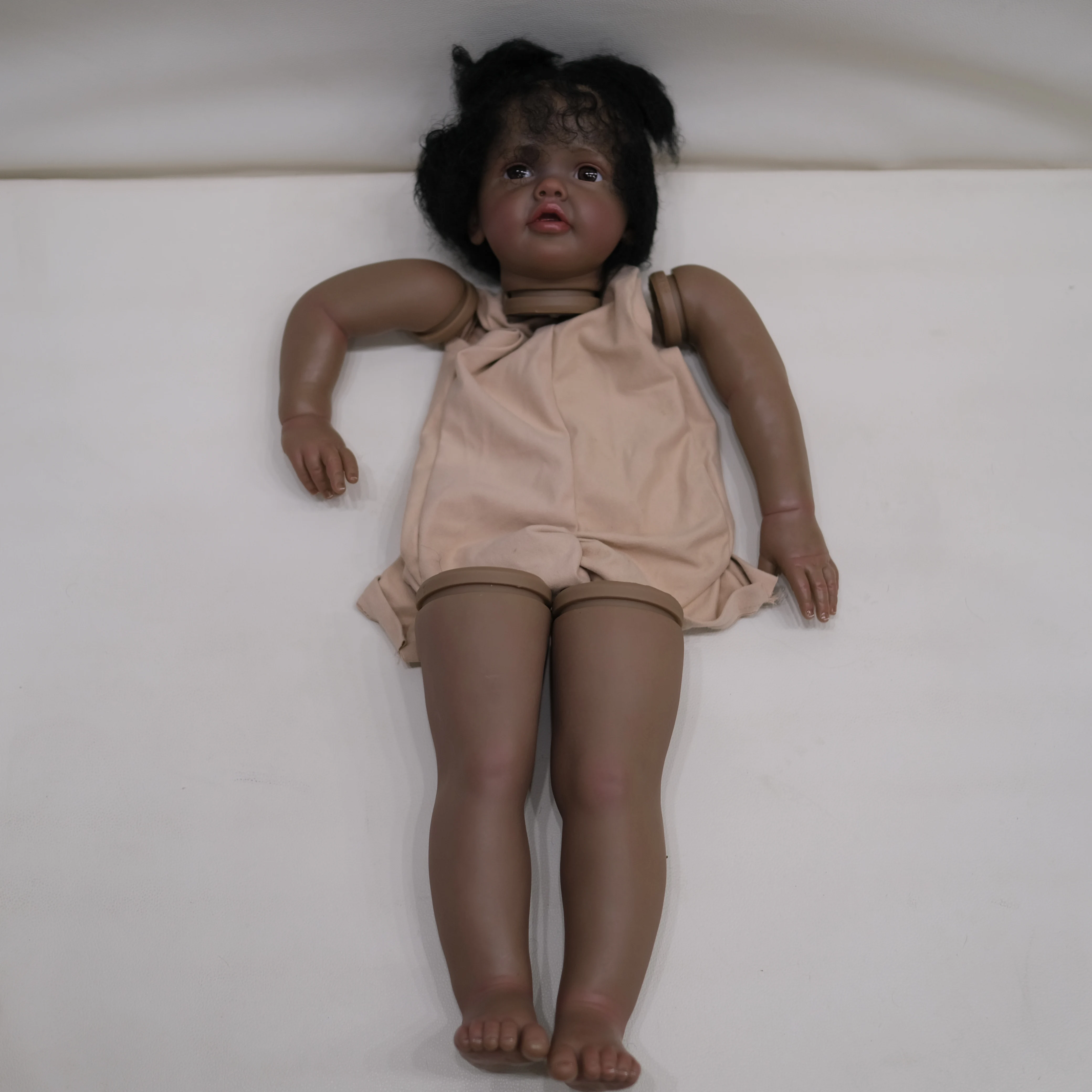 NPK 28inch Already Painted Dark Brown Skin Kit Doll Reborn Toddler Betty 6 Month Size Kits Very Lifelike Baby Doll DYI Toys