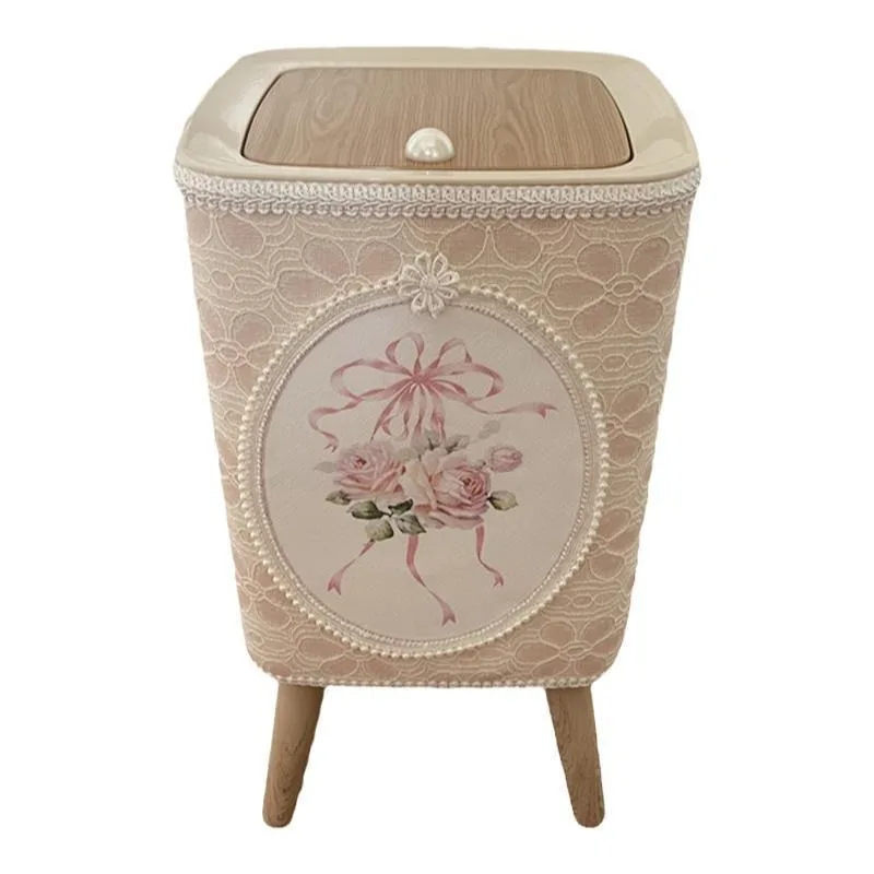 Korean high-grade lace square trash can press the storage bucket with lid.
