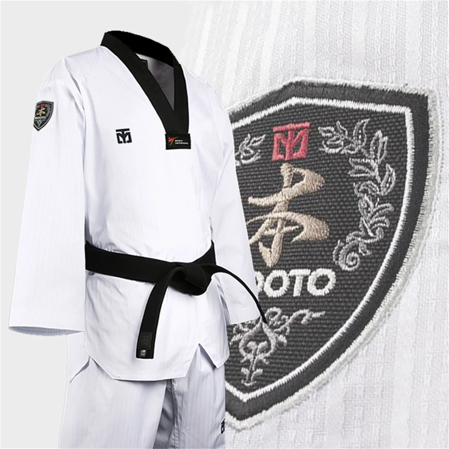 Basic4 mooto dobok taekwondo uniform erwachsene kinder schwarzer gürtel trainer anzug gymnasium trainings anzug männer frauen karate hemd & hose set