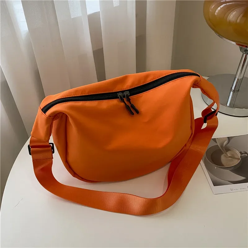 Women Fashion Simple Shoulder Bag Crossbody Oxford Travel ClothBag Students Chest Bag Adjustable Strap Bag Korean Style