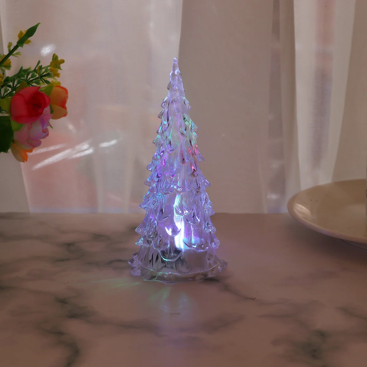 4 luci notturne per albero di Natale a LED, lampade decorative colorate per feste di Natale, atmosfera calda, decorazione per desktop per interni