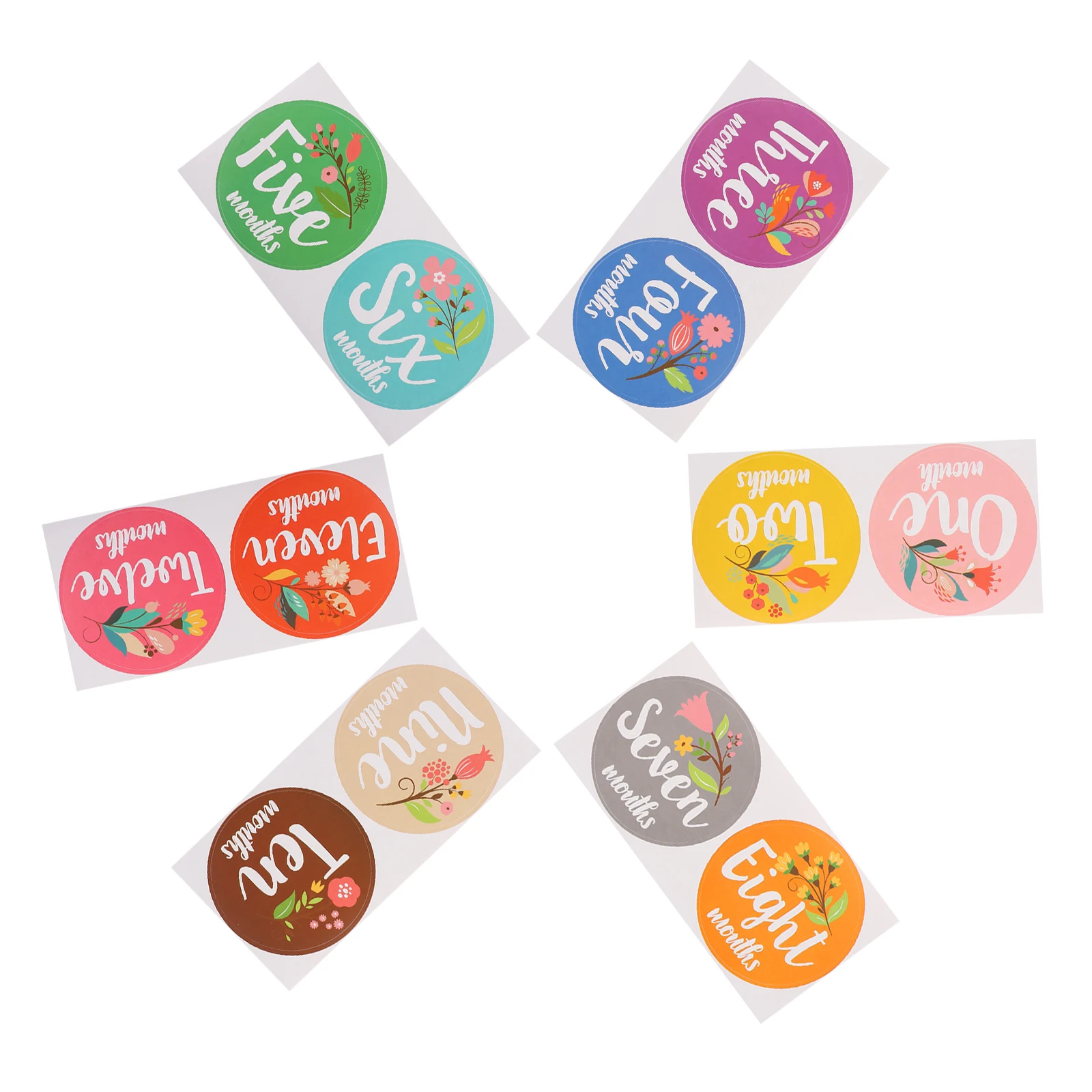 

12pcs Baby Monthly Stickers Self Adhesive Milestone Cards Girl Gift Newborn Photo Props Bright Color Design Infant Growth