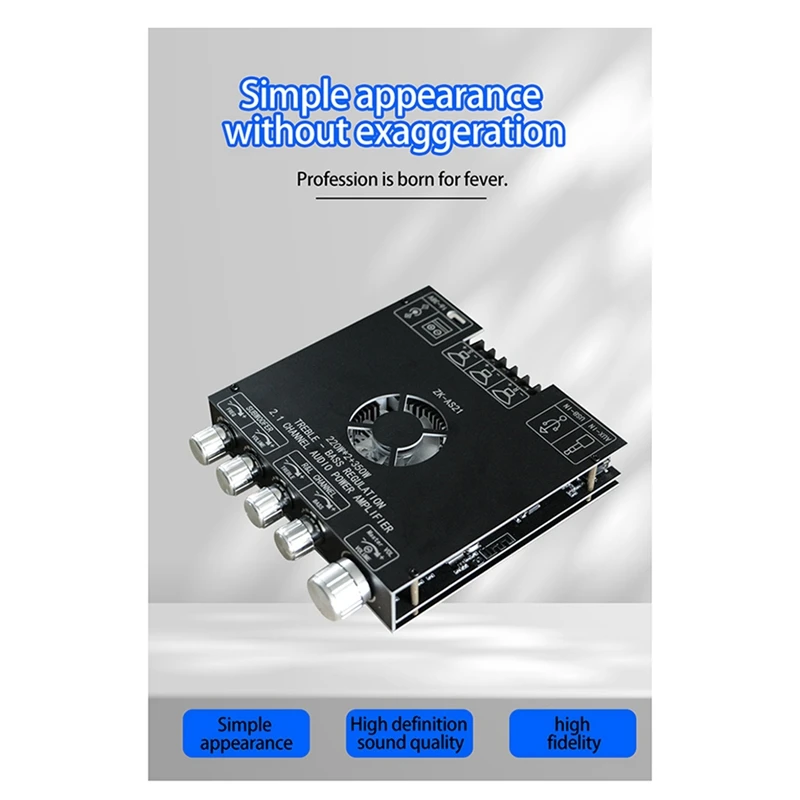 ZK-AS21 2.1 Channel TPA3255 Bluetooth Digital Power Amplifier Board Module High And Low Tone Subwoofer 220WX2+350W