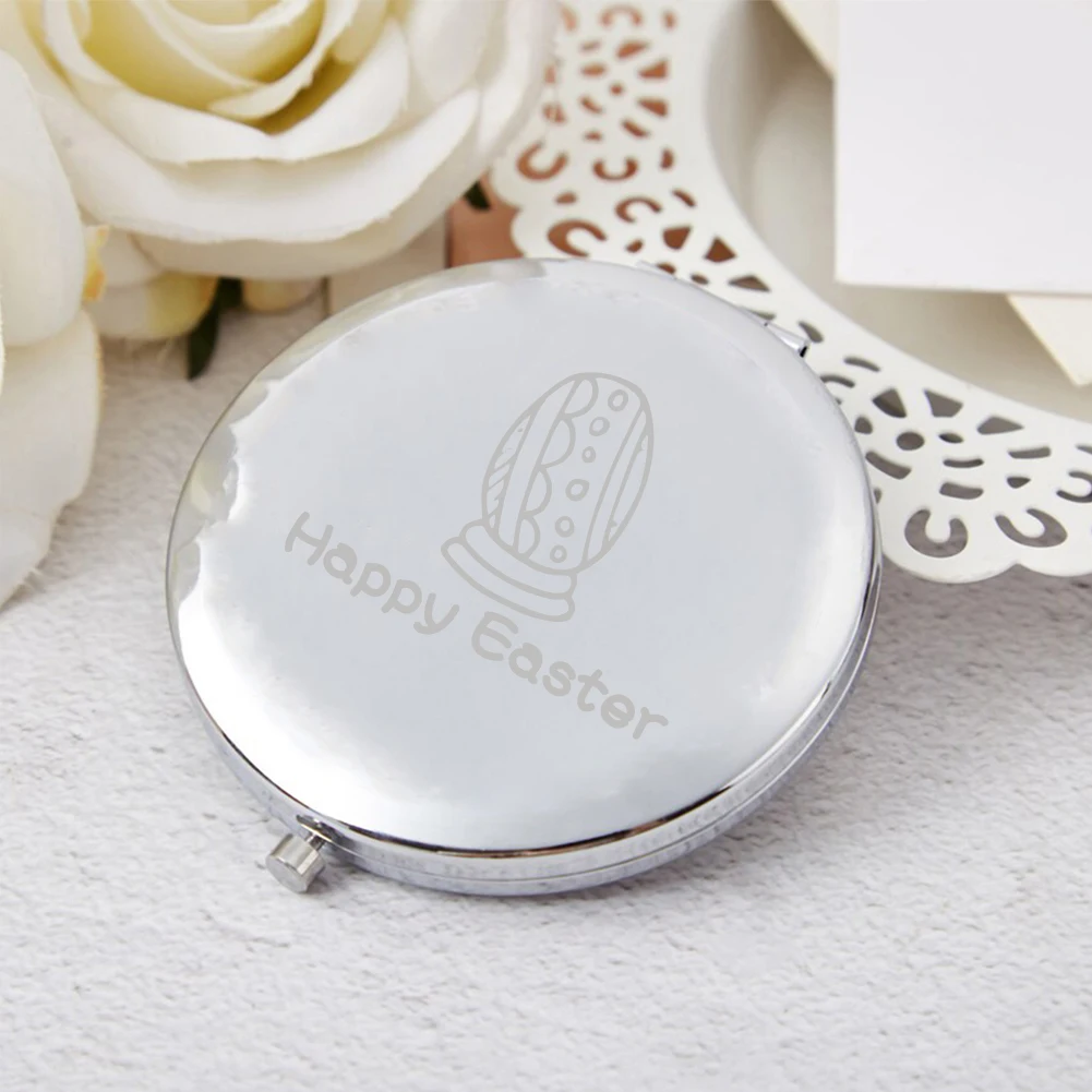 1pc Cartoon Easter egg Customized Text Pocket Mirror Makeup Mirror Round Circle Mirror Christening Souvenir