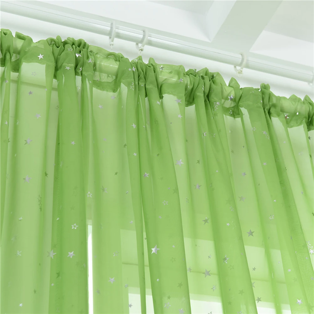 

1pcs Sheer Curtains 100X200Cm Blue Star Print Polyester Voile Panel For Bedroom Living Room Room Window Curtain Decor