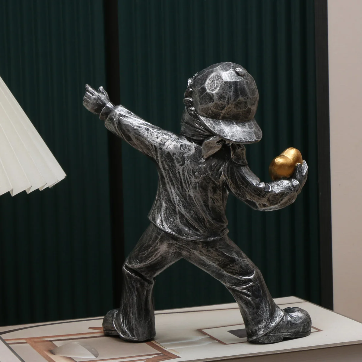 منحوتات حب راتينج قاذف حجري ، تمثال لتزيين المنزل ، إكسسوارات مكتبية ، تمثال قابل للتحصيل ، ديكورات داخلية ، 1 روض