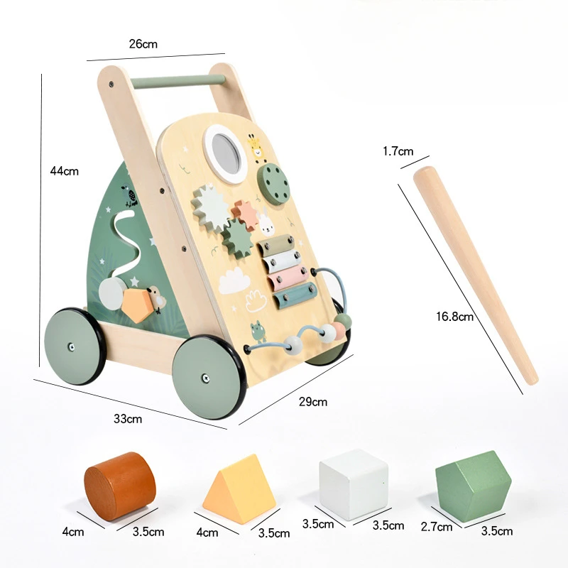 Puzzle Baby Walker Montessori Education Wooden Busy Board Trolley Sensory Math Toys Creative Games Building Blocks Toddler Toys