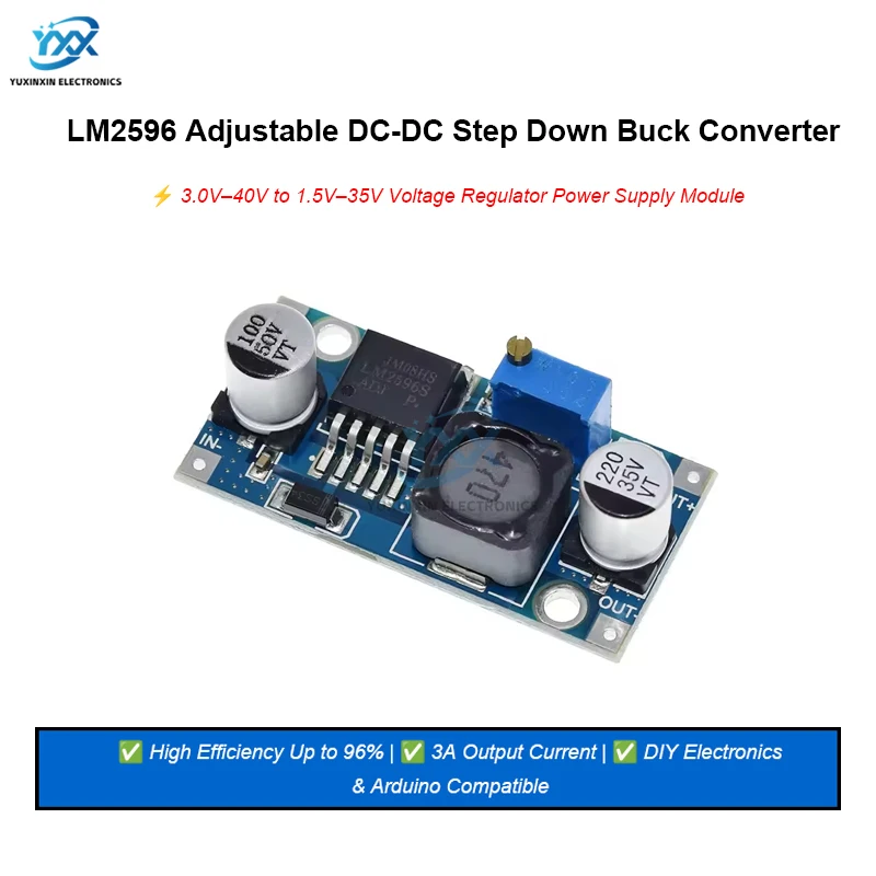 1/3/5/10 قطعة LM2596 قابل للتعديل تيار مستمر إلى تيار مستمر تنحى محول فرق الجهد وحدة 3.0-40 فولت إلى 1.5-35 فولت امدادات الطاقة الجهد المنظم DIY بها بنفسك
