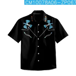 Summer Hawaiian short-sleeved pocket-less shirt creative 3D pure cotton direct spray full printed lining