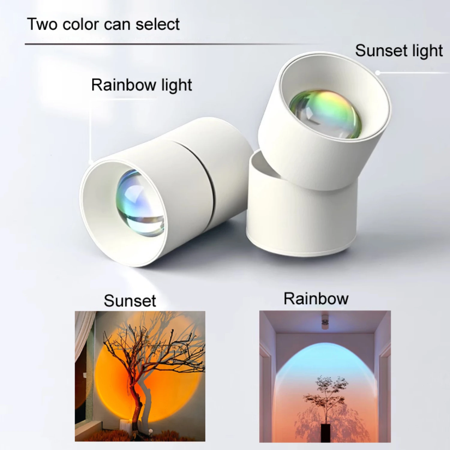 Nowy kolorowy, nowoczesny downlight LED z projekcją zachodu słońca do lampki nocnej Vibrant Rainbow - stylowa wpuszczana lampa sufitowa do Cre