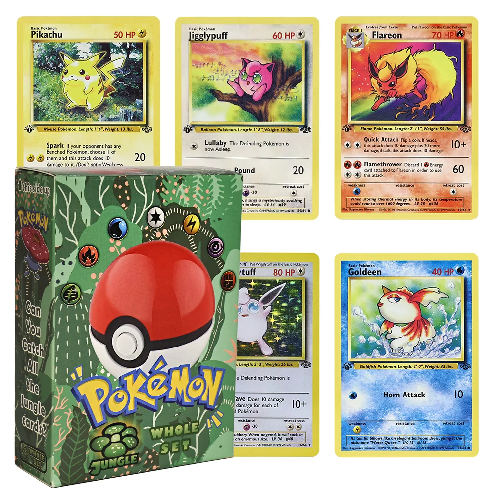 PKM-Karten, ganzes Set, Basisset 2/Team Rocket/1. Edition, Dschungel/Fossil, TCG, Brettspiele, Sammlung, TCG, Proxy-Karten, Spielzeug, komplettes Set