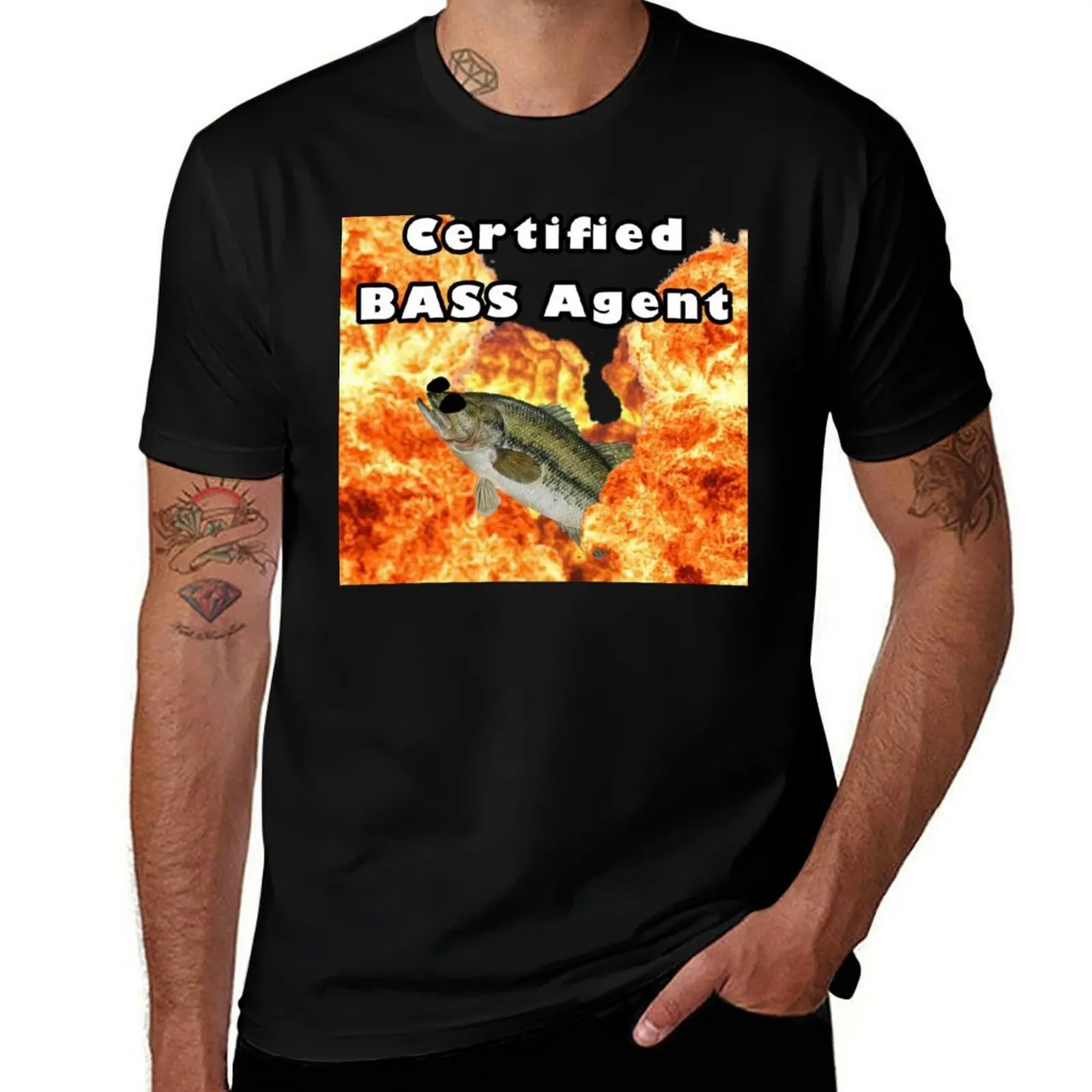 Certified BASS Agent T-Shirt Casual Loose Short Sleeve Tee for Men T-Shirt