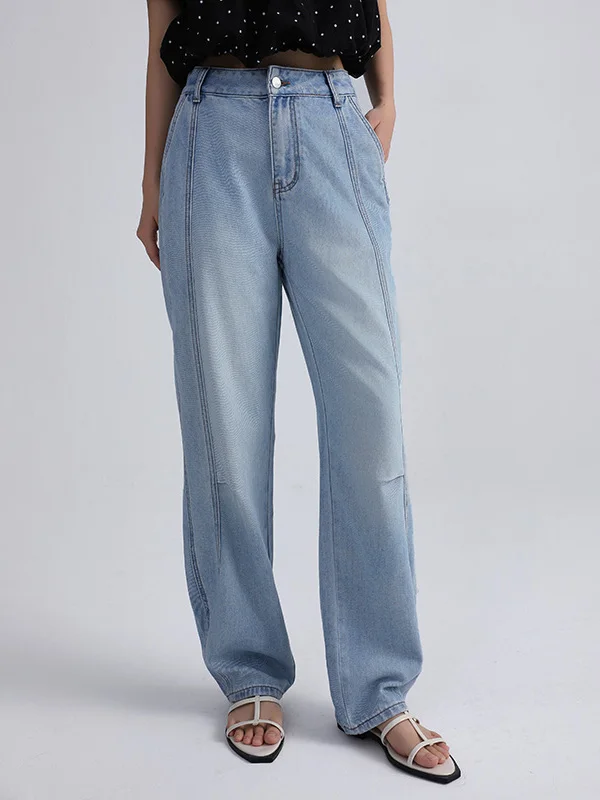 

High Waist Lenzing Cotton Jeans Women's Summer New Sle White Waed Denim Pants Casual Wide Leg Harlan Loose Fit Long Trousers