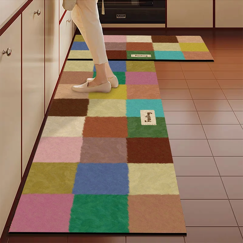 

Retro Kitchen Floor Mat Anti-Slip Oil-Resistant Wipeable No-Wa Silicon Dendroid Water Absorbent Home Use Dirt-Resistant Lon...
