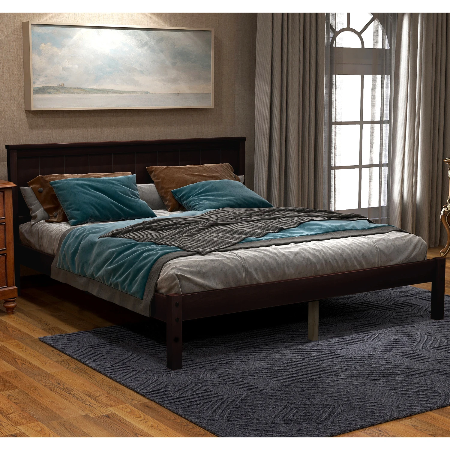 

Platform Bed Frame with Headboard, Wood Slat Support, No Box Spring Needed, Full, Espresso(OLD SKU WF191419AAP)