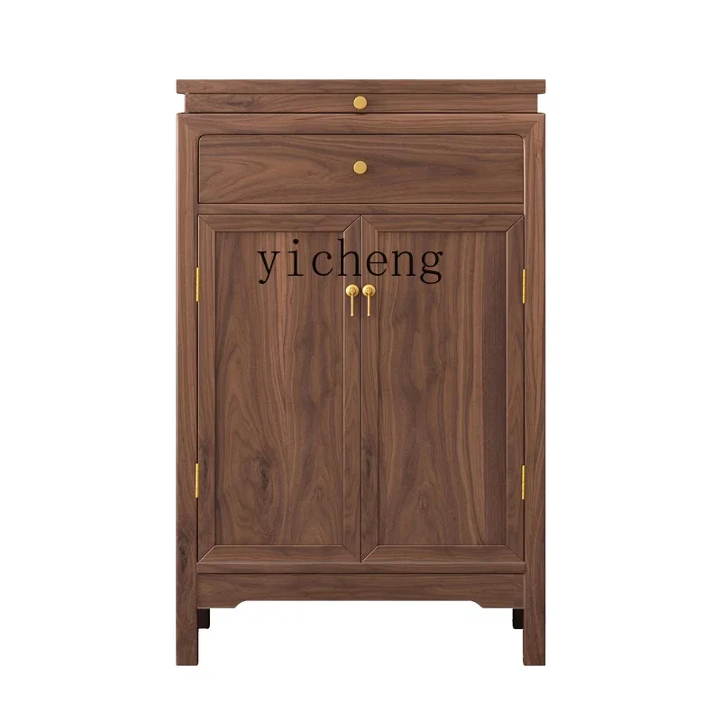 XL Ancestor God Cabinet Solid Wood Present Buddha Niche Clothes Closet Black Walnut Worship Cabinet Altar