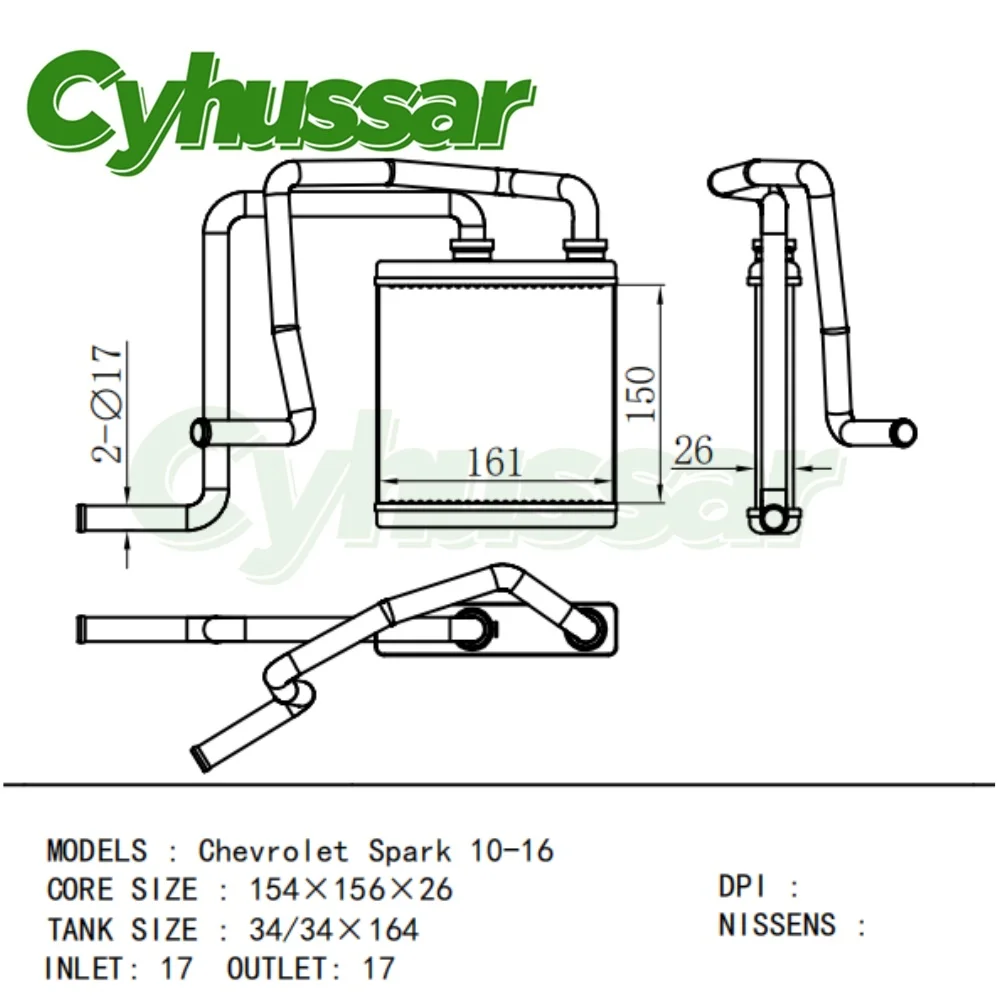 

ALL ALUMINUM HEATER CORE FIT FOR CHEVROLET SPARK 2010