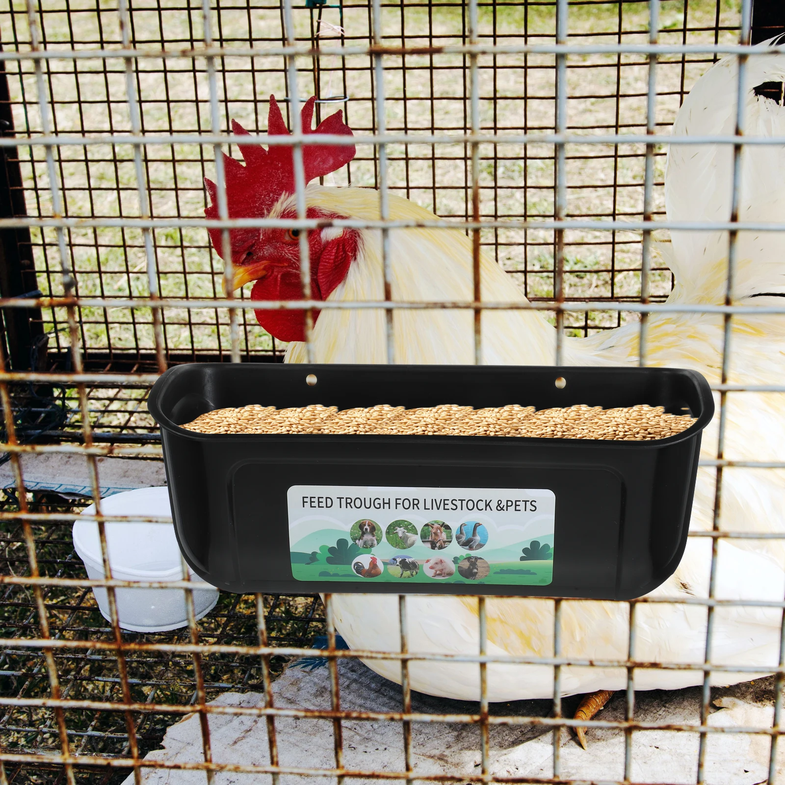 

2 Pcs Automatic Chicken Feeder Large Capacity Durable Hanging Fence Feed Trough Water Trough Chick Supplies Farm Livestock Horse