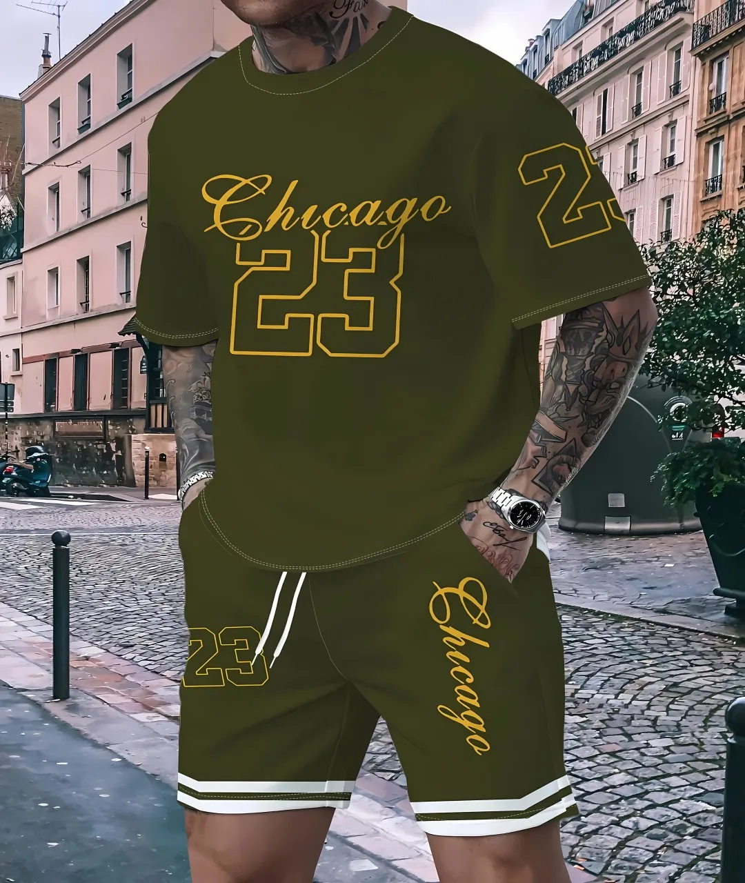 2025 Summer New men's casual sportswear breathable quick-drying round leading running and walking exercise clothes