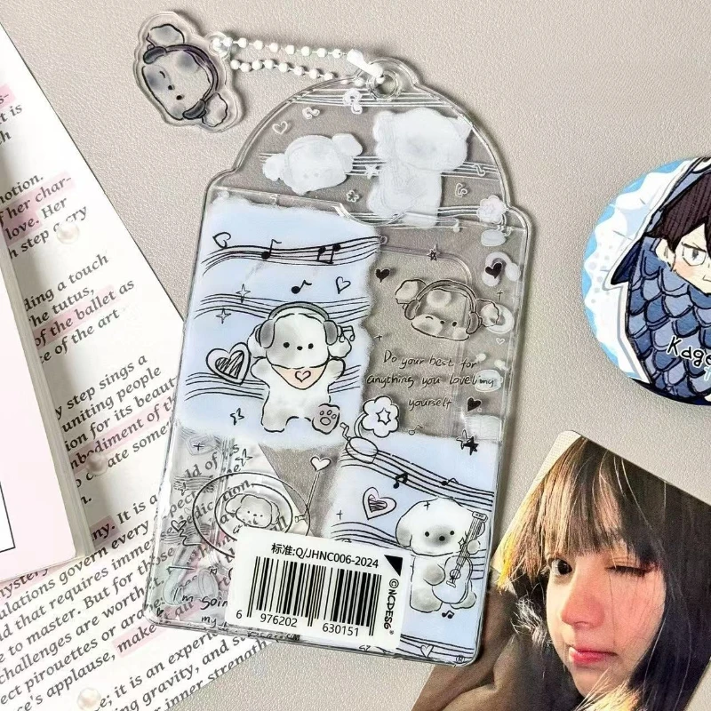 A Music Puppy Pattern Transparent Card Holder, A K-Pop Photo Card Storage Wallet, Portable Display Pendant.