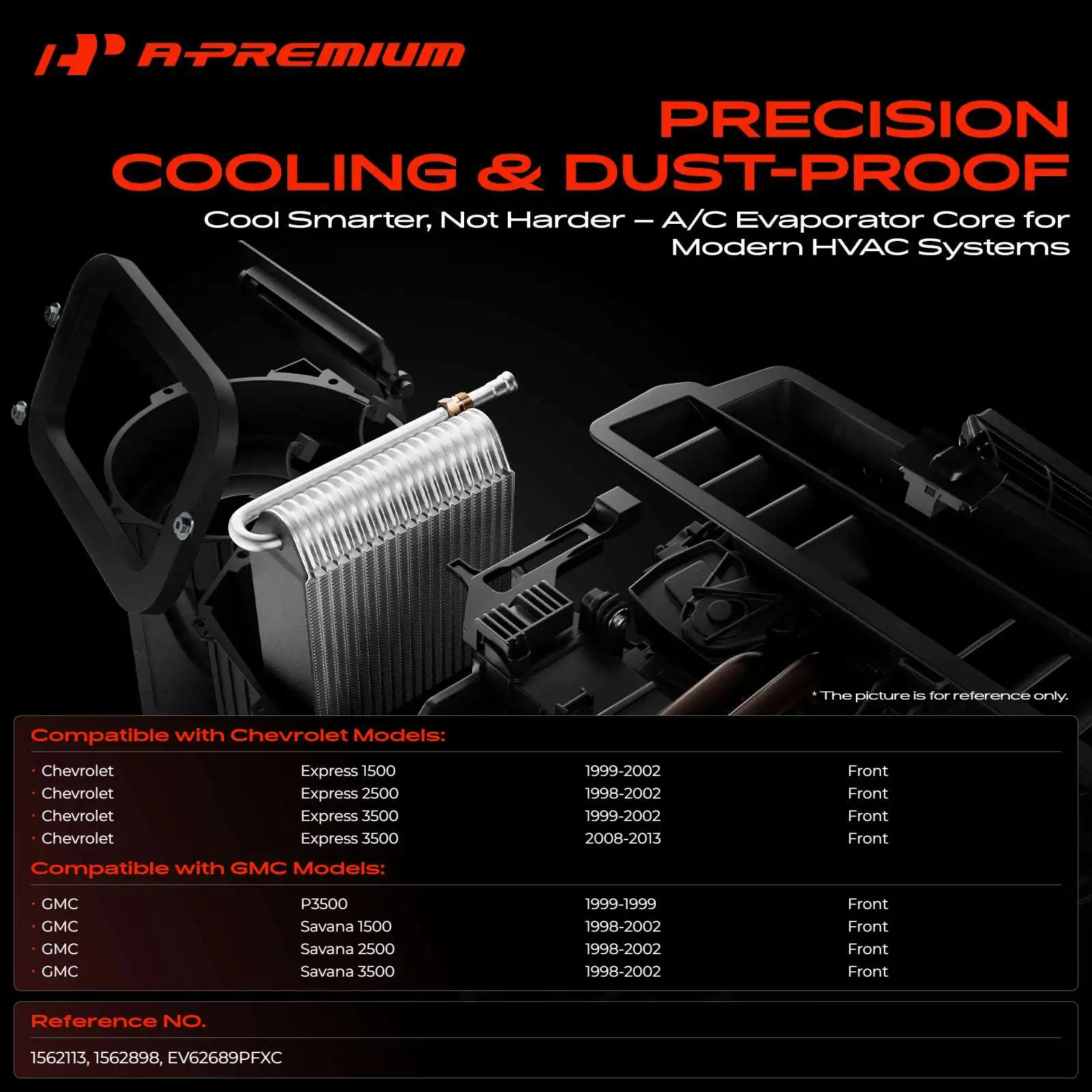 A-Premium A/C Evaporator Core for Chevrolet Express 1500 Express 3500 1999-2002 Express 2500 1998-2002 GMC Savana 1500 1998-2002